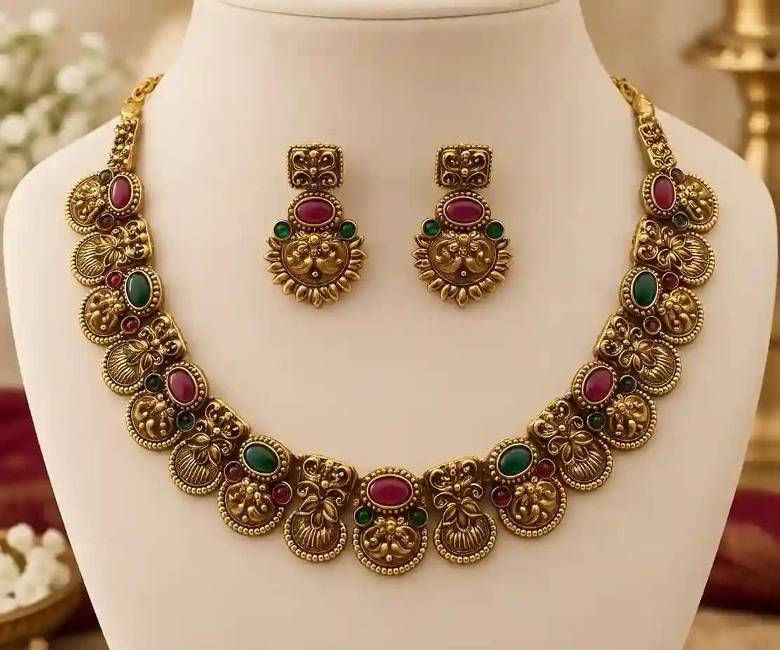 Antique-Style Necklace & Matching Earrings Set 8 Antique-Style Necklace & Matching Earrings Set - Image 8