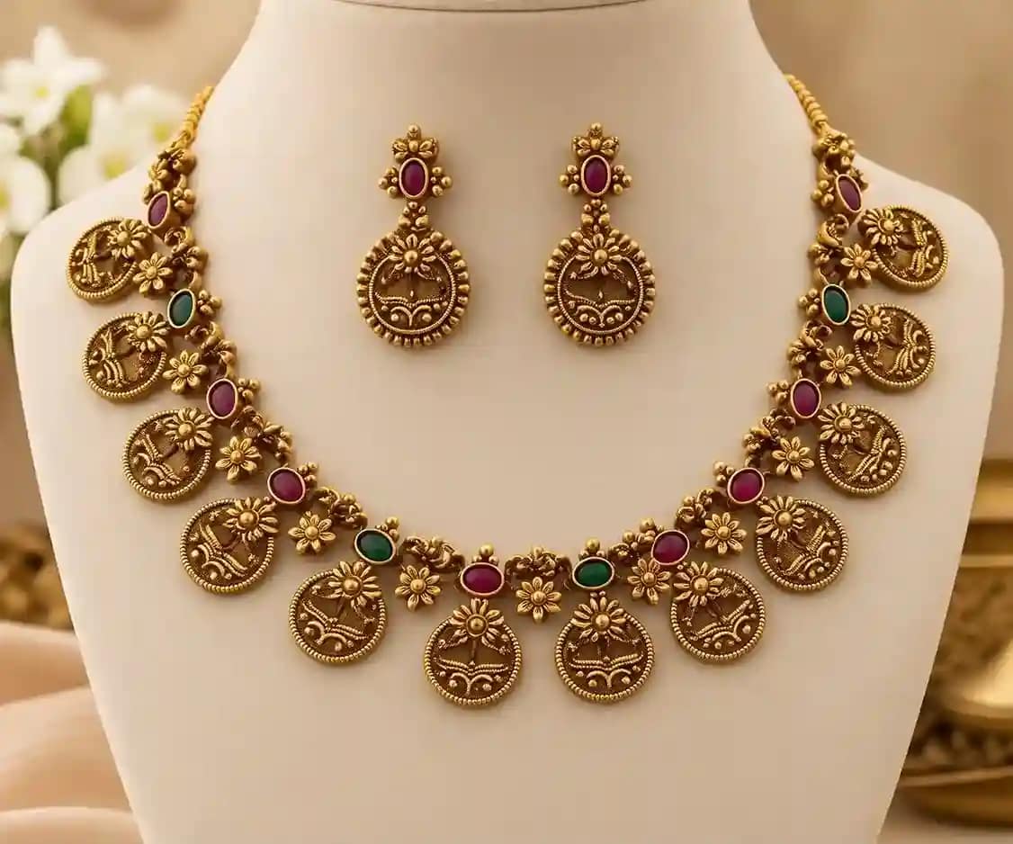 Antique-Style Necklace & Matching Earrings Set 6 Antique-Style Necklace & Matching Earrings Set - Image 6