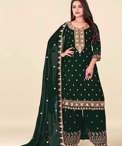 Elegant Deep Green Georgette Sharara Set 8 Elegant Deep Green Georgette Sharara Set