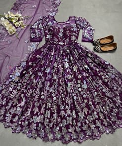 Stunning Purple Net Anarkali Gown 9 Stunning Purple Net Anarkali Gown