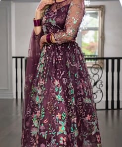 Stunning Purple Net Anarkali Gown 8 Stunning Purple Net Anarkali Gown
