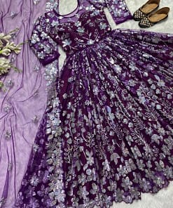 Stunning Purple Net Anarkali Gown 11 Stunning Purple Net Anarkali Gown