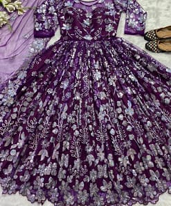 Stunning Purple Net Anarkali Gown 7 Stunning Purple Net Anarkali Gown