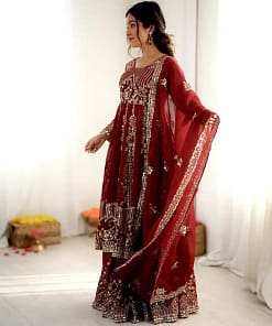 Crunchy Silk Embroidered Sequins Lehenga Set 14 Crunchy Silk Embroidered Sequins Lehenga Set - Image 7