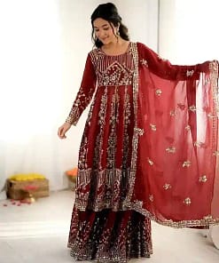 Crunchy Silk Embroidered Sequins Lehenga Set 12 Crunchy Silk Embroidered Sequins Lehenga Set - Image 5