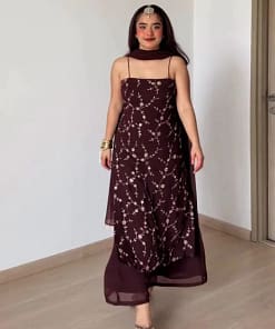 Designer Flux Georgette Thread & Sequins 3-Piece Suit Set