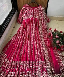 Heavy Sequins Embroidered Chinon Silk Anarkali Gown with Dupatta 20 Heavy Sequins Embroidered Chinon Silk Anarkali Gown with Dupatta - Image 10
