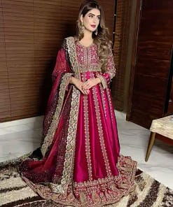 Heavy Sequins Embroidered Chinon Silk Anarkali Gown with Dupatta