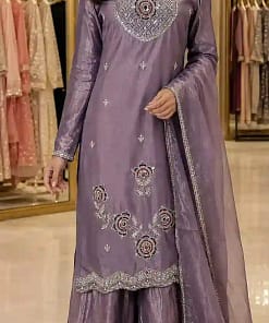 Embroidered Fendy Silk Kurti Sharara Set 20 Embroidered Fendy Silk Kurti Sharara Set - Image 10
