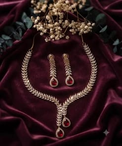 Exquisite Ruby & AD Necklace Set