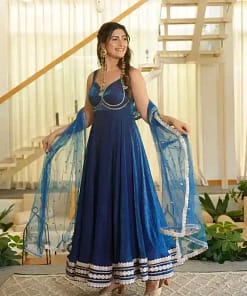Designer Fendy Silk Gown with Pant & Dupatta Set 5 Designer Fendy Silk Gown with Pant & Dupatta Set - Image 3