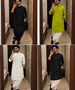 Men’s Embroidered Kurta with Dhoti