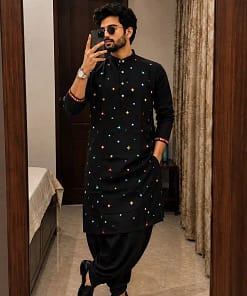 Men’s Embroidered Kurta with Dhoti 8 Men’s Embroidered Kurta with Dhoti - Image 2