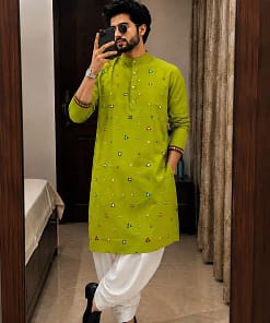 Men’s Embroidered Kurta with Dhoti 10 Men’s Embroidered Kurta with Dhoti - Image 4