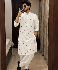 Men’s Embroidered Kurta with Dhoti 11 Men’s Embroidered Kurta with Dhoti - Image 5