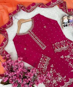 Chinon Embroidered Kurti Palazzo Set 35 Chinon Embroidered Kurti Palazzo Set - Image 14
