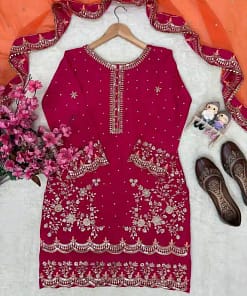 Chinon Embroidered Kurti Palazzo Set 34 Chinon Embroidered Kurti Palazzo Set - Image 13