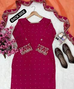 Chinon Embroidered Kurti Palazzo Set 32 Chinon Embroidered Kurti Palazzo Set - Image 11