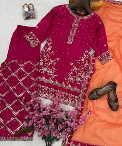 Chinon Embroidered Kurti Palazzo Set 41 Chinon Embroidered Kurti Palazzo Set - Image 20