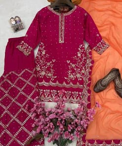 Chinon Embroidered Kurti Palazzo Set 43 Chinon Embroidered Kurti Palazzo Set - Image 22