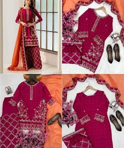 Premium Chinon Embroidered Kurti Plazzo Set