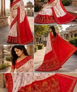 Pure Pashmina Silk Rajwadi Weaving Saree