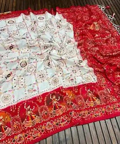 Pure Pashmina Silk Rajwadi Weaving Saree 9 Pure Pashmina Silk Rajwadi Weaving Saree - Image 4