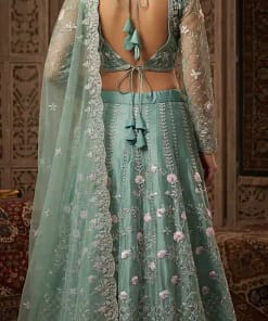 Home 18 Alternative view of Stunning sage greenish blue net lehenga