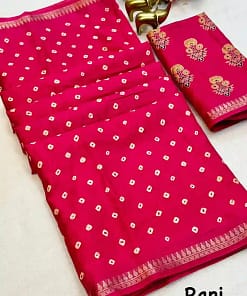 Tassar Silk Bandhani Printed Saree with Batik Blouse 18 Tassar Silk Bandhani Printed Saree with Batik Blouse - Image 9