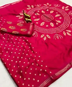 Tassar Silk Bandhani Printed Saree with Batik Blouse 19 Tassar Silk Bandhani Printed Saree with Batik Blouse - Image 10