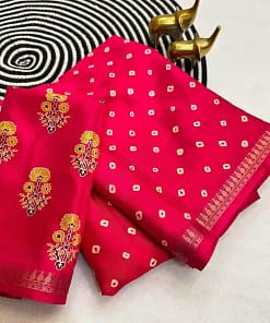 Tassar Silk Bandhani Printed Saree with Batik Blouse 16 Tassar Silk Bandhani Printed Saree with Batik Blouse - Image 7