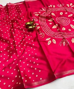 Tassar Silk Bandhani Printed Saree with Batik Blouse 15 Tassar Silk Bandhani Printed Saree with Batik Blouse - Image 6