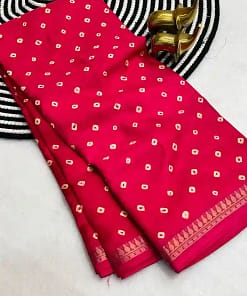 Tassar Silk Bandhani Printed Saree with Batik Blouse 12 Tassar Silk Bandhani Printed Saree with Batik Blouse - Image 3