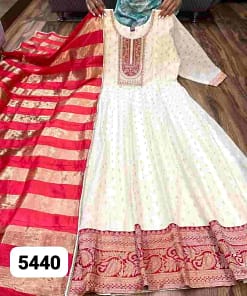 Chanderi Silk Designer Suit with Banarasi Border 8 Chanderi Silk Designer Suit with Banarasi Border - Image 2