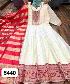 Chanderi Silk Designer Suit with Banarasi Border 9 Chanderi Silk Designer Suit with Banarasi Border - Image 3