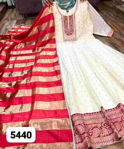 Chanderi Silk Designer Suit with Banarasi Border 11 Chanderi Silk Designer Suit with Banarasi Border - Image 5