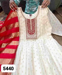 Chanderi Silk Designer Suit with Banarasi Border 13 Chanderi Silk Designer Suit with Banarasi Border - Image 7