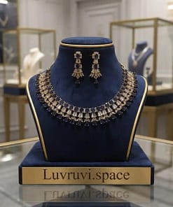 Elegant American Diamond & Sapphire-Tone Jewelry Set