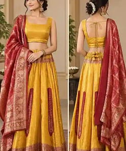 Banarasi Jacquard Fully Stitched Lehenga Set