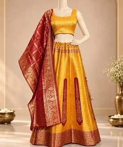 Home 22 Alternative view of Banarasi Jacquard Fully Stitched Lehenga Set