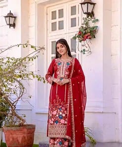 Chinon Silk Embroidered Palazzo Set 10 Chinon Silk Embroidered Palazzo Set - Image 5
