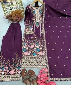 Chinon Silk Embroidered Palazzo Set 8 Chinon Silk Embroidered Palazzo Set - Image 3