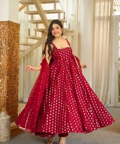 Designer Jacquard Butti Anarkali Set 20 Designer Jacquard Butti Anarkali Set - Image 10