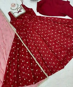 Designer Jacquard Butti Anarkali Set 13 Designer Jacquard Butti Anarkali Set - Image 3