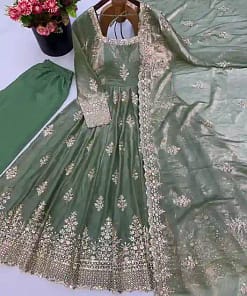 Designer Fendy Silk Gown with Sequin Embroidery Dupatta 15 Designer Fendy Silk Gown with Sequin Embroidery Dupatta - Image 4
