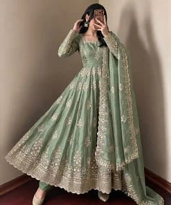 Designer Fendy Silk Gown with Sequin Embroidery Dupatta 22 Designer Fendy Silk Gown with Sequin Embroidery Dupatta - Image 11