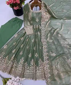 Designer Fendy Silk Gown with Sequin Embroidery Dupatta 20 Designer Fendy Silk Gown with Sequin Embroidery Dupatta - Image 9