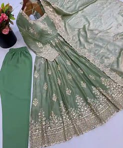 Designer Fendy Silk Gown with Sequin Embroidery Dupatta 19 Designer Fendy Silk Gown with Sequin Embroidery Dupatta - Image 8
