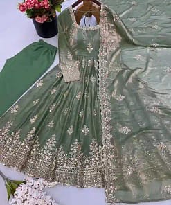 Designer Fendy Silk Gown with Sequin Embroidery Dupatta 18 Designer Fendy Silk Gown with Sequin Embroidery Dupatta - Image 7