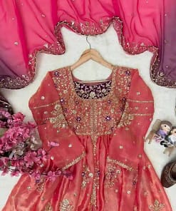 Designer Fendy Silk Anarkali Gown Set with Pant & Dupatta 14 Designer Fendy Silk Anarkali Gown Set with Pant & Dupatta - Image 2